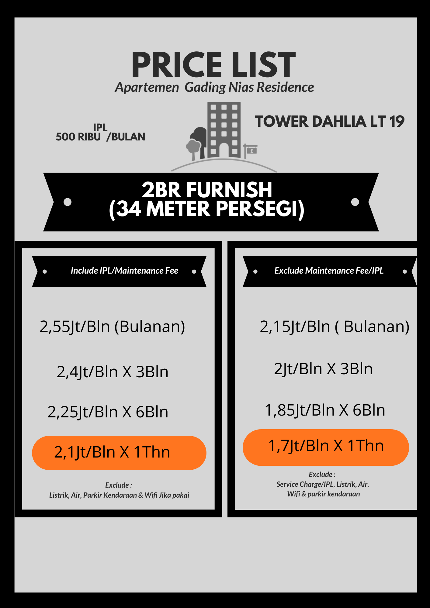 price list gading nias dahlia lt 19