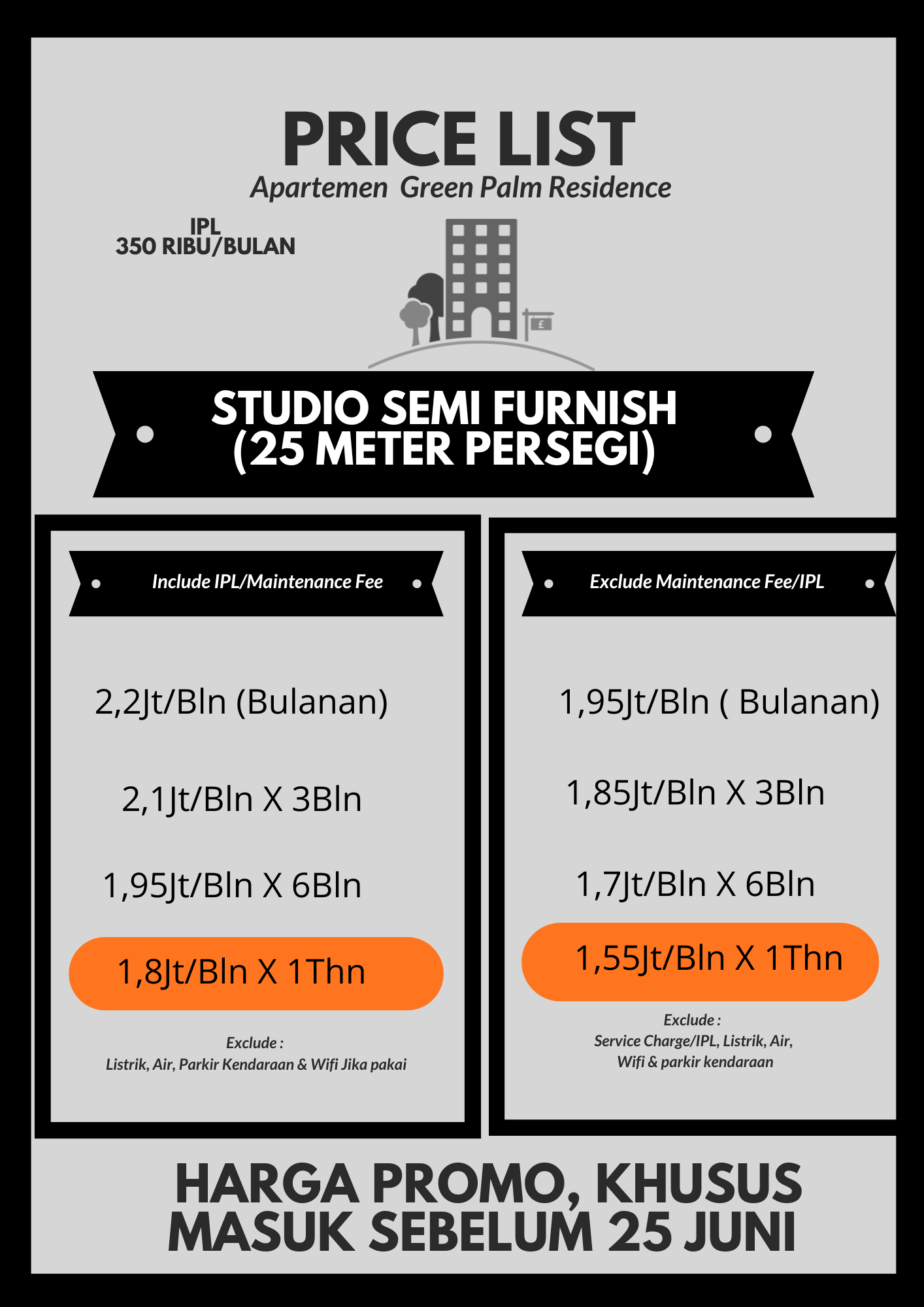 Price list Green palm residence