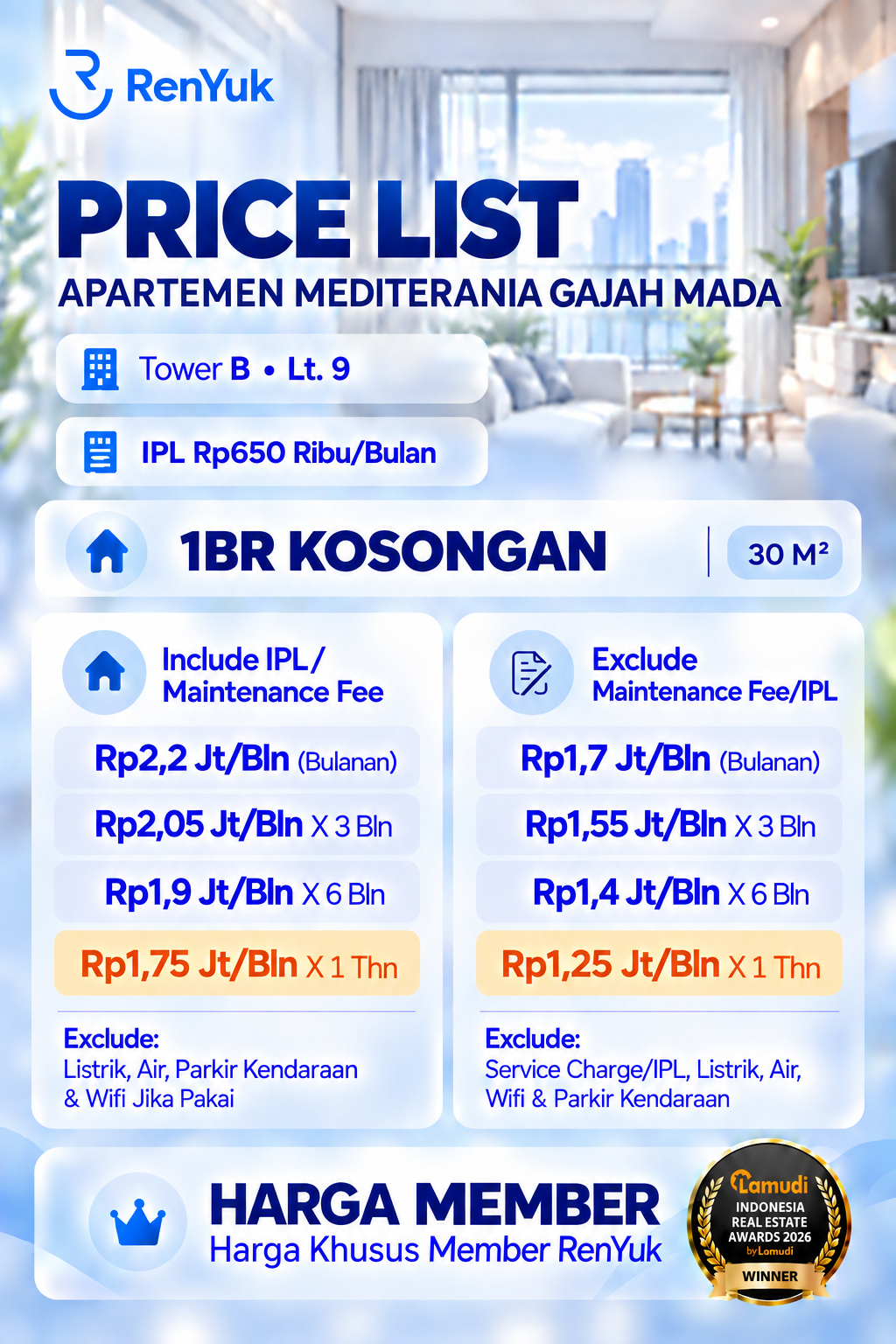 Medit gajah mada member 1Br
